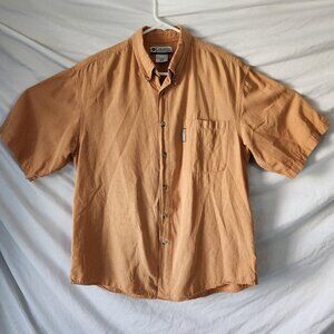 Columbia Men's Short Sleeve Button Down Shirt Orange Size Medium 100% Cotton